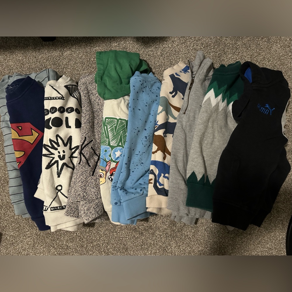 Various Brands of sweaters mainly Zara, H&M, Puma etc. in sizes 2/3T and 3/4T